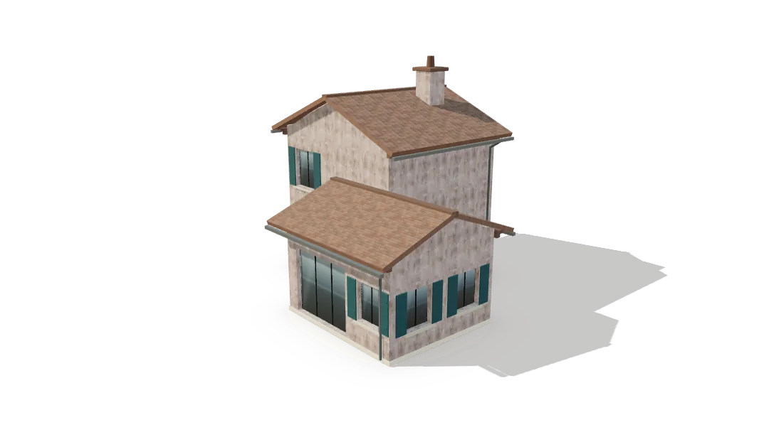 Rendu 3D d'une maison avant travaux de façade